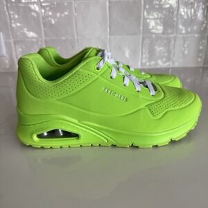 Skechers UNO Night Shades Lime Green Sneakers Womens 8 Air Cooled Memory Foam